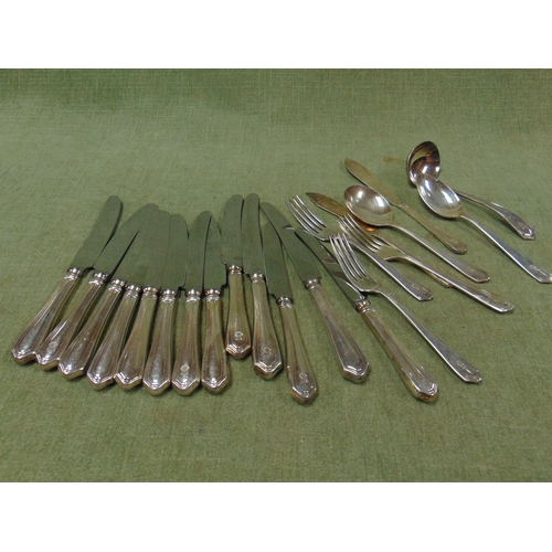 137 - Quantity of Grosvenor plated flatware, to include a ladle.