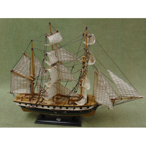 24 - Model sailing vessel on stand, 15 x 21