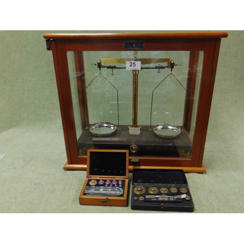 25 - Cased set of Griffin & Tatlock chemist scales.