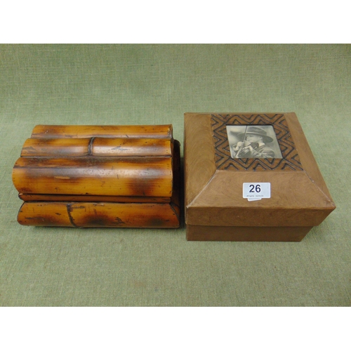 26 - Bamboo form trinket box and one other (2).