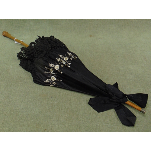 27 - Edwardian floral decorated parasol.