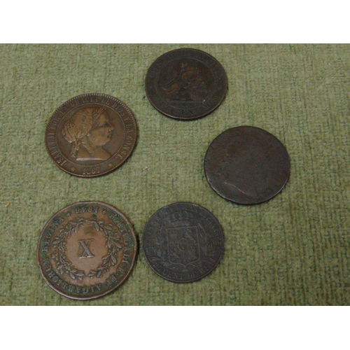 351 - Four of copper 19th century Iberian coins.