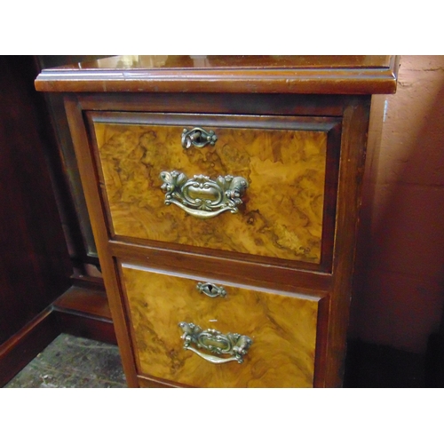 356 - Late 19th century walnut mirror back dressing table, having four drawers with metal handles  to eith... 