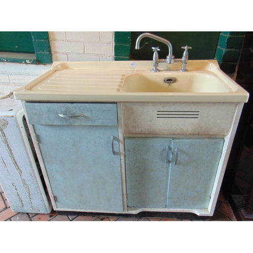 427 - Retro enamel top kitchen sink unit, 32 x 42 x 21