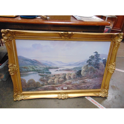 445 - Gilt framed and glazed colour print, country scene, 21 x 34