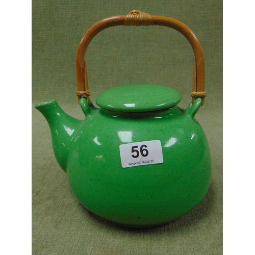 56 - Japanese teapot, having bamboo handle.