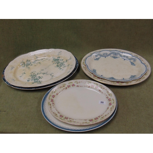 88 - Quantity of antique floral meat plates.