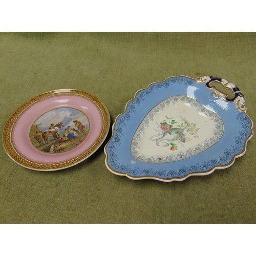 122 - Prattware dish , together with a gilt edged dish. (2).