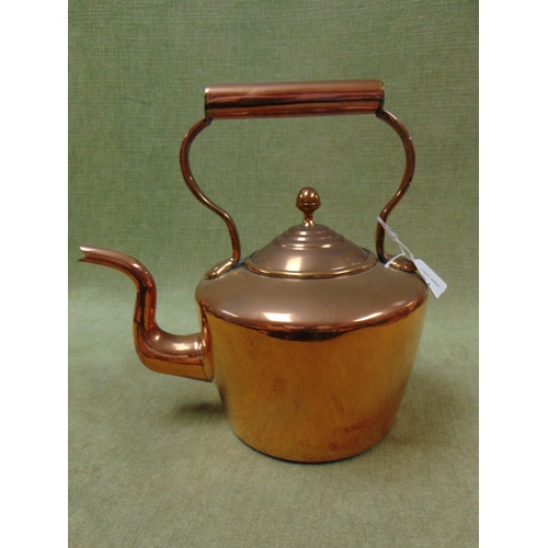 13 - Antique copper kettle, having acorn finial. 12