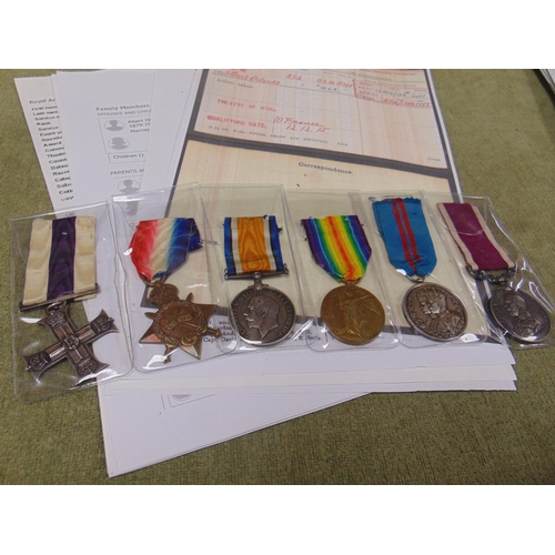 138 - Albert Orlando Tew Royal Field Artillery group of six medals with ribbons, to include Military cross... 