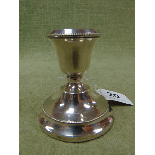 20 - Silver George V  squat candlestick , maker Mason & Jones Birmingham 1931.