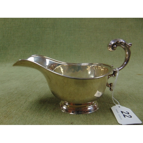 22 - Silver George VI  sauce boat, maker S Blankensee and Son Ltd Birmingham 1939. 4.8 ozt.