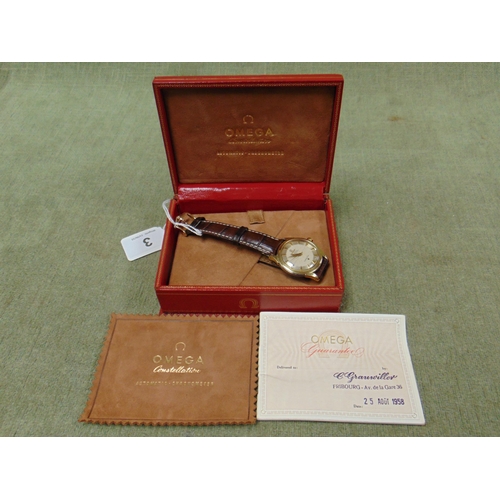 3 - Omega Constellation Gold cap wrist watch , Movement No. 15875764 , with box and certificate.