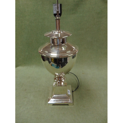 30 - Chrome urn form table lamp. 31