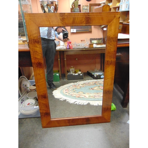 9 - Antique inlaid mahogany rectangular wall mirror. 39 x 26.5