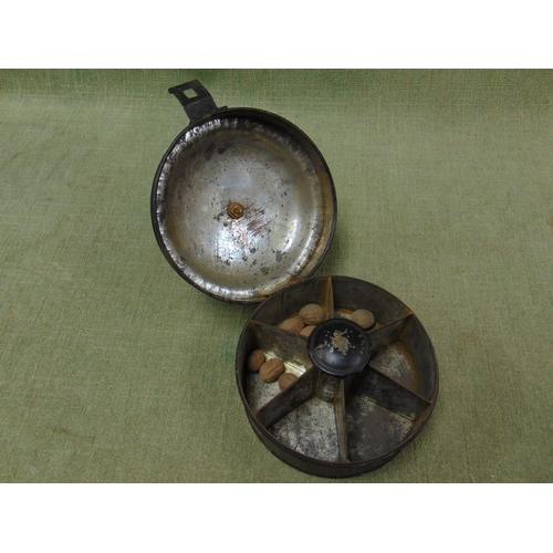 162 - Georgian Toleware circular spice box.