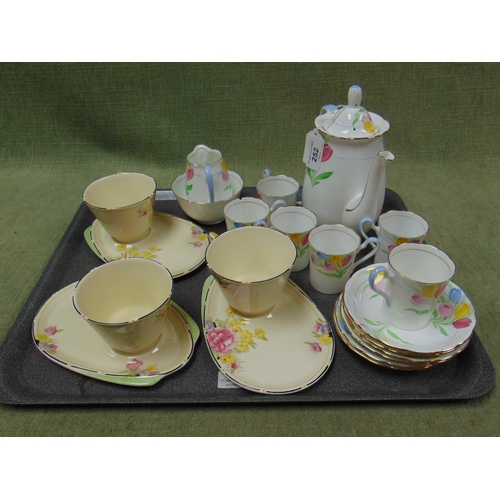 252 - Royal Grafton floral coffee service and three Crown Ducal sandwich plates.