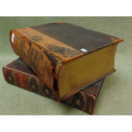 254 - Large antique leather bound bible and one other example.