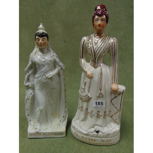 185 - Two large 19th century Staffordshire figures, Princess Nay & Queen Alexandra.