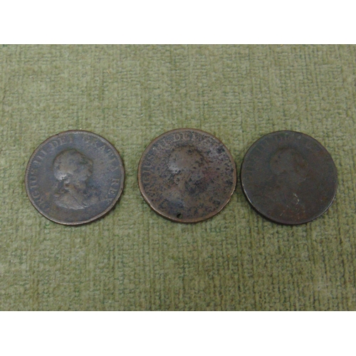 19 - George III , Three 1790's half penny coins.