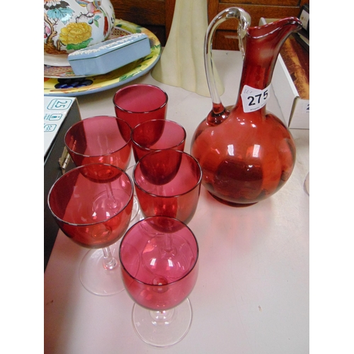 275 - Quantity of cranberry glass.