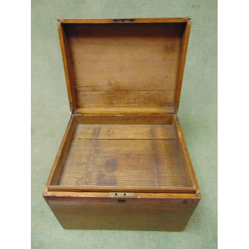 292 - 19th century oak box, having lift up lid and fitted interior, 11 x 15 x 12