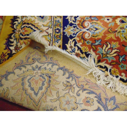 313 - Israeli yellow and blue ground floral rug, 135 x 99