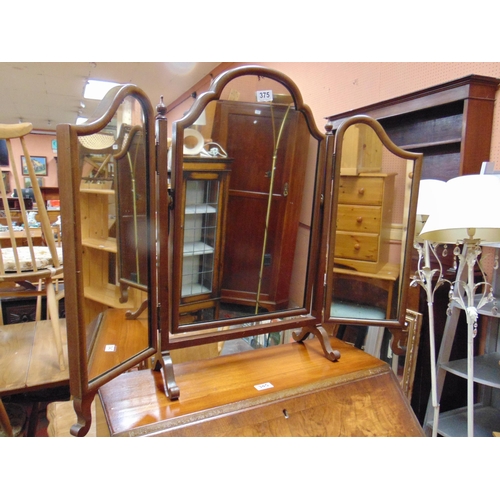 375 - Mahogany double fold dressing table mirror.