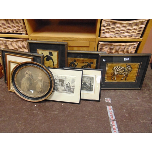 379 - Various framed and glazed antique and later pictures.