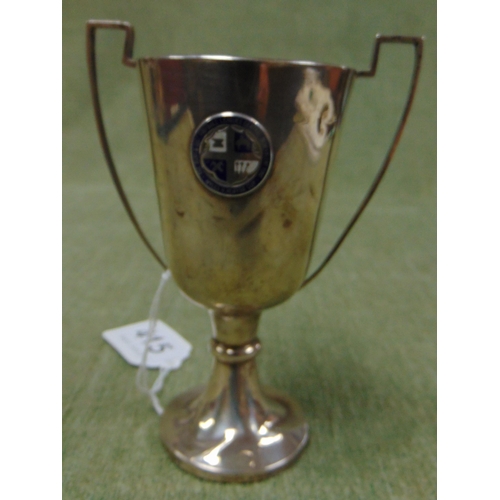 415 - Silver two handled trophy, Bury & District Benevolent fund cup, maker George Unite, Birmingham 1935.... 