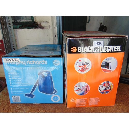 436 - Boxed Black & Decker wall paper stripper  and a steam cleaner. (2)