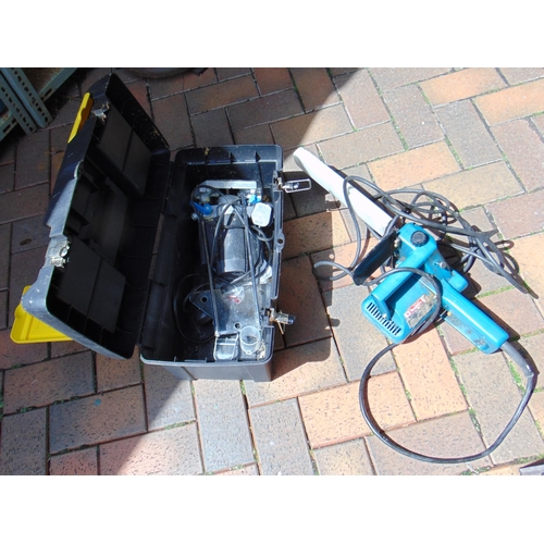 437 - Makita electric chainsaw, etc.