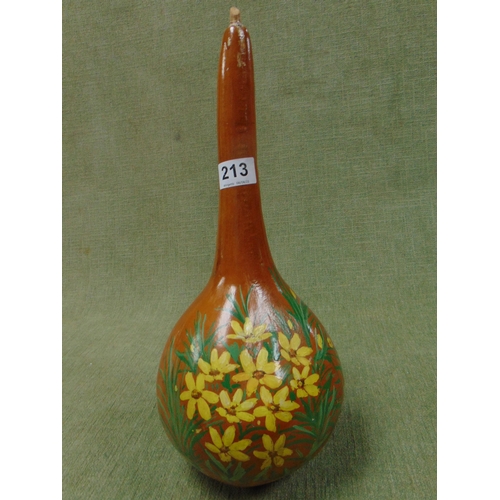 213 - Large daffodil decorated maraca.