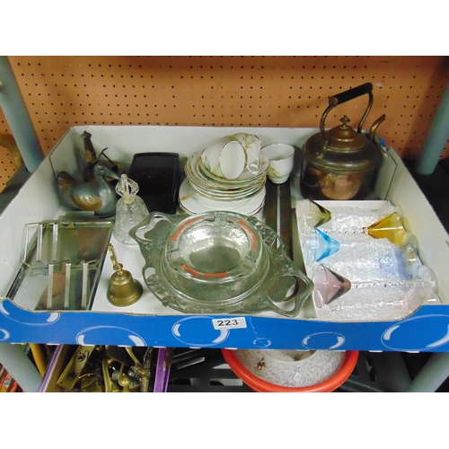 223 - Miniature copper kettle, Players ash tray, etc.