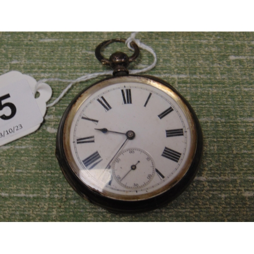 175 - Antique silver cased pocket watch, having enamel face and Roman numerals.