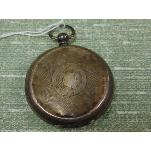 175 - Antique silver cased pocket watch, having enamel face and Roman numerals.