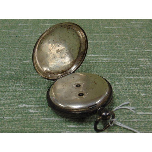 175 - Antique silver cased pocket watch, having enamel face and Roman numerals.