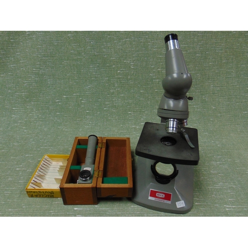 139 - Becks Diamax microscope  with accessories and demonstration slides.