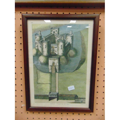 14 - P.Mazell, framed and glazed antique hand coloured engraving, Holt castle and a framed and glazed eng... 