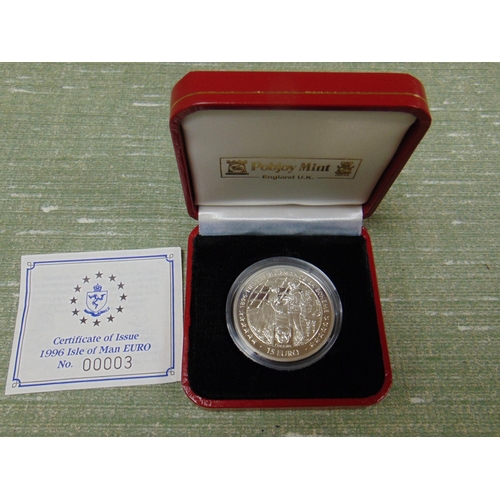 89 - Cased Pobjoy Mint 1996 limited edition Isle of Man Euro. No. 3 / 15,000.