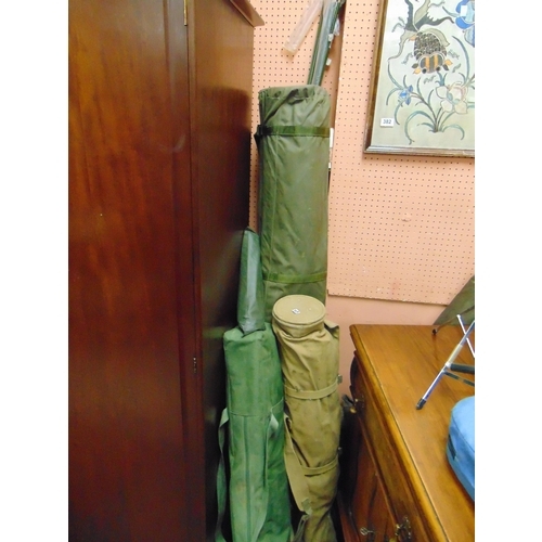 532 - Collection of military tent framing.