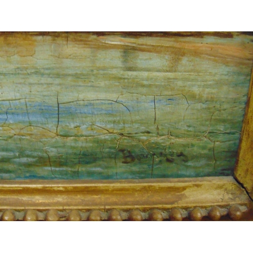 103 - Gilt framed oil painting on board, continental oil painting on canvas, Harbour scene, indistinctly s... 