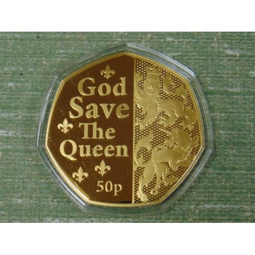 117 - Boxed and cased Westminster Platinum Jubilee 'God Save The Queen' Gold proof 1 oz 50p coin.