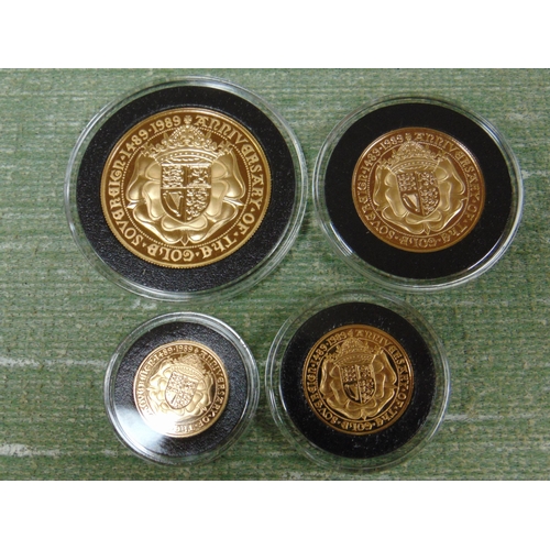 118 - Hattons of London cased set of four 1989 Gold Sovereigns, with certificates.