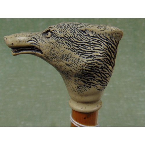 526 - Walking stick, with figural animal head handle.