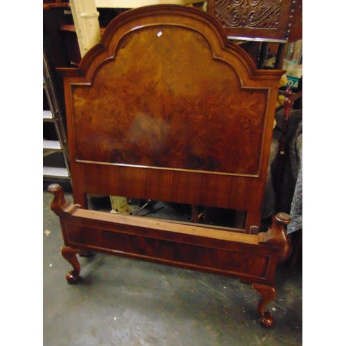 528 - Good walnut single bedstead.