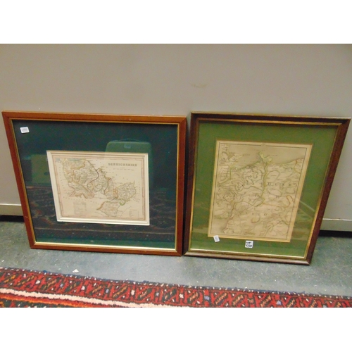 530 - Framed and glazed map of Denbighshire, and one other example.