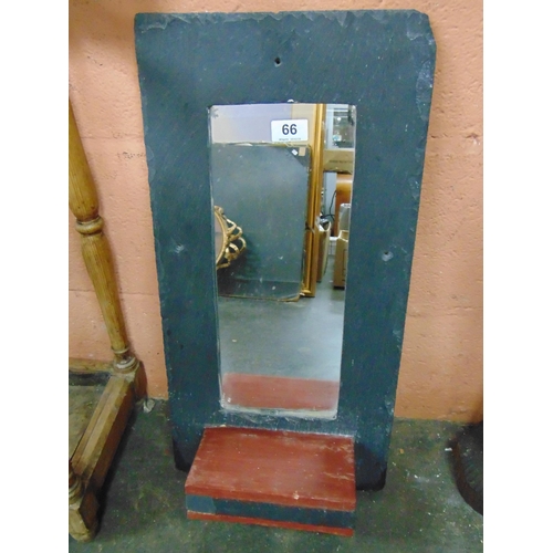 66 - Novelty slate framed wall mirror.