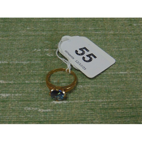 55 - 9 K Neptune topaz gold ring, size P.