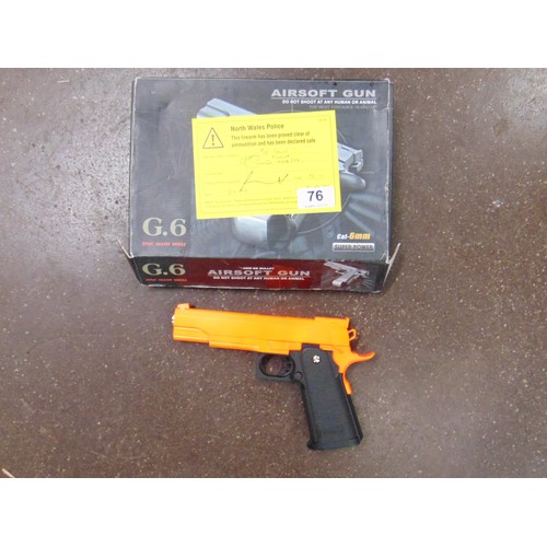 76 - Boxed G.6 6mm Air soft gun. Please note: Purchasers must be over 18 and photographic ID must be prod... 